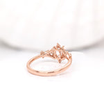 Ring Semi Mount w Earth Mined Diamonds in Solid 14K Gold | Oval 6.5x4.5mm