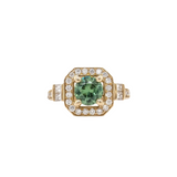 1.2ct Demantoid Ring w Earth Mined Diamonds in Solid 14K Gold | Round 6.3mm