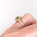 1.2ct Demantoid Ring w Earth Mined Diamonds in Solid 14K Gold | Round 6.3mm
