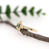 1.2ct Demantoid Ring w Earth Mined Diamonds in Solid 14K Gold | Round 6.3mm