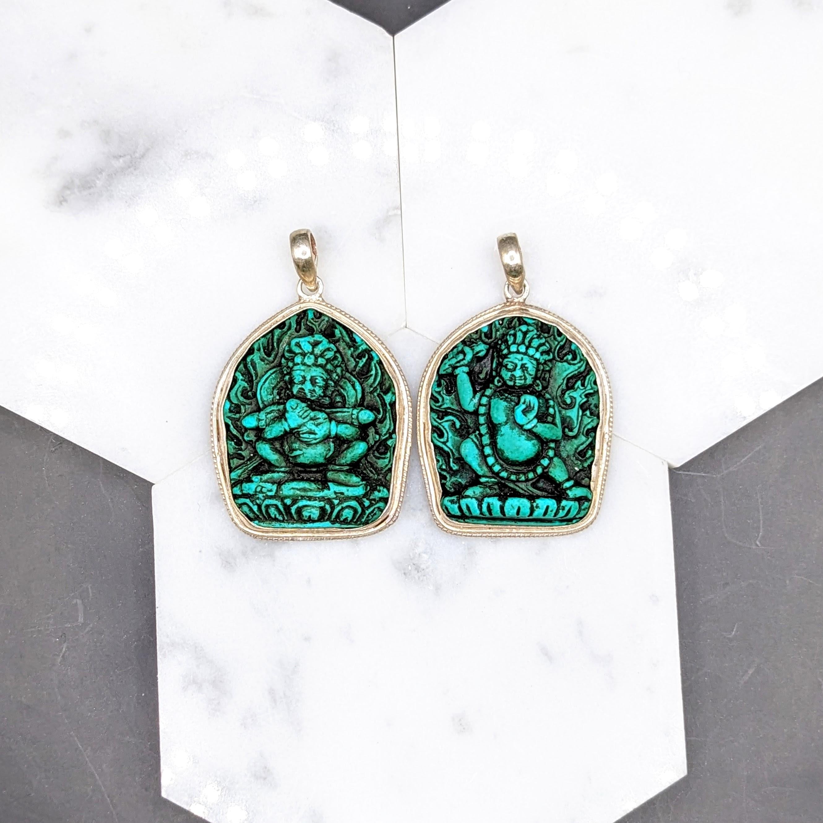 Natural Turquoise Pendant in Solid Vermeil | Bezel Set | Statement Jewelry