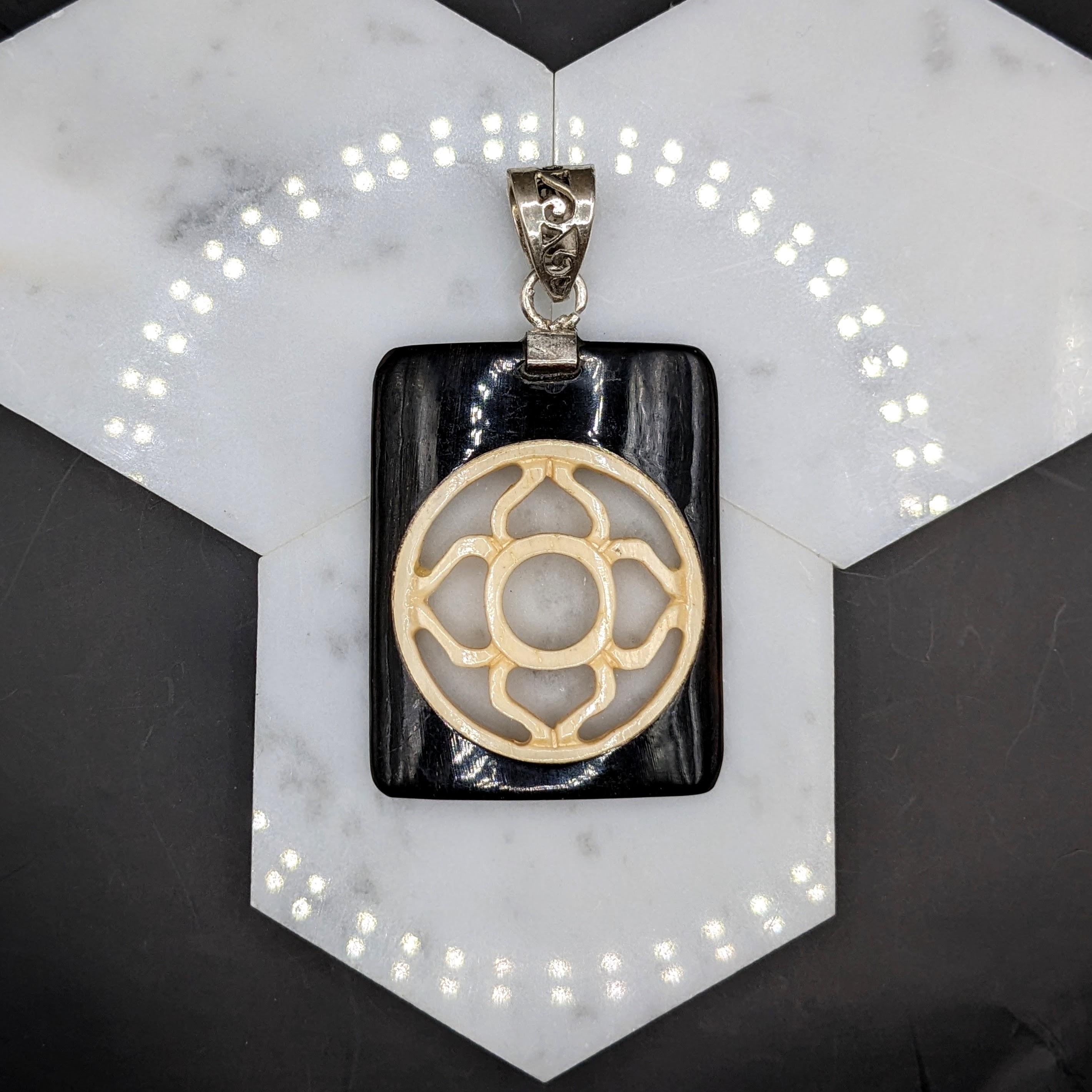 Unique Bone Pendant in Solid Vermeil w A Sterling Silver Bail | Statement Design