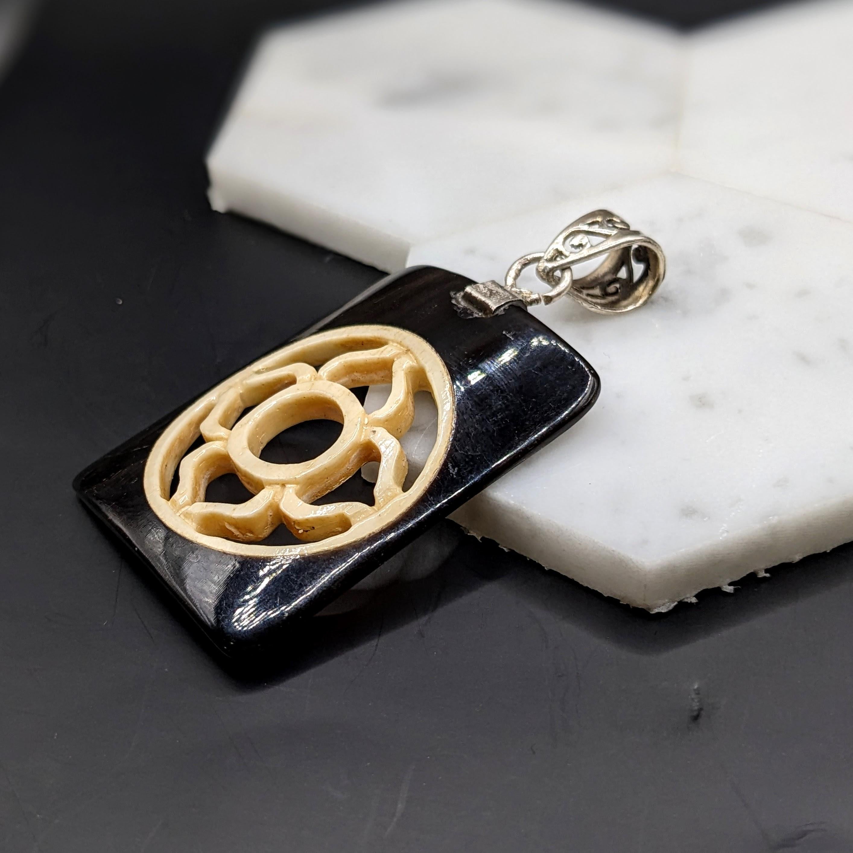 Unique Bone Pendant in Solid Vermeil w A Sterling Silver Bail | Statement Design