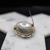 Vintage Brooch in Solid Vermeil | Oval Shape | Silver Foil Work