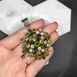 Snowflake Design Peridot and Citrine Pendant in Solid Vermeil | Round Shape