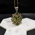 Snowflake Design Peridot and Citrine Pendant in Solid Vermeil | Round Shape