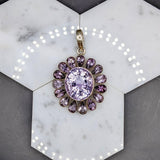 Natural Lavender Amethyst Pendant in Solid Vermeil | Flower Design | Bezel Set