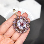 Natural Lavender Amethyst Pendant in Solid Vermeil | Flower Design | Bezel Set