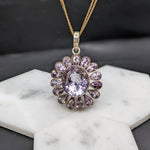 Natural Lavender Amethyst Pendant in Solid Vermeil | Flower Design | Bezel Set