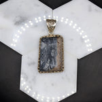 Natural Picasso Marble Pendant in Solid Vermeil | Cabochon Cut | Bezel Setting