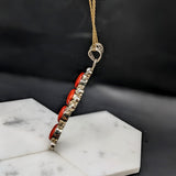 Natural Coral & Pearl Cross Pendant in Solid Vermeil | Cabochon Cut | Bezel Set