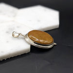 Natural Turquoise Pendant in Solid Vermeil | Oval Cut | Bezel Setting