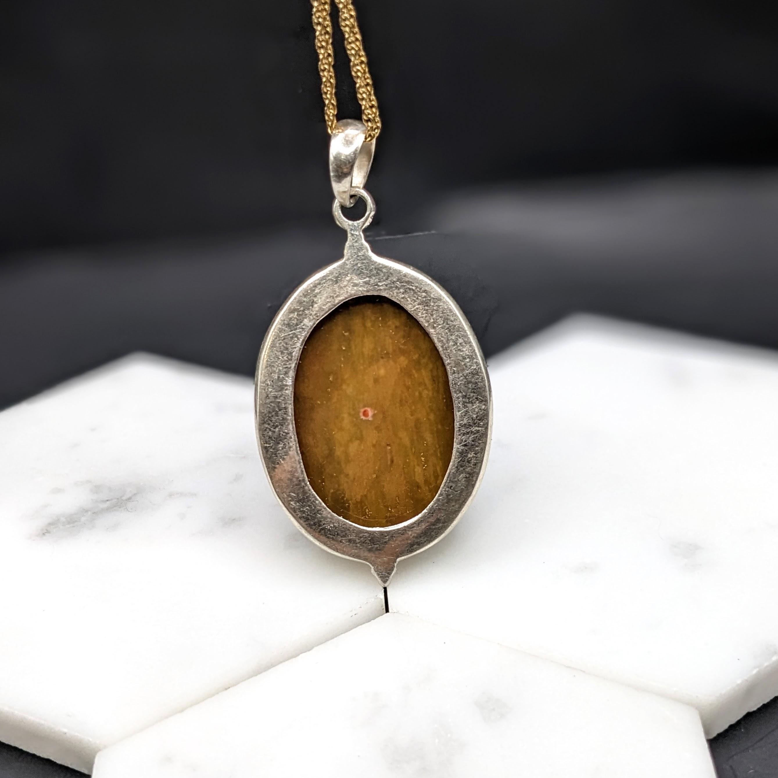 Natural Turquoise Pendant in Solid Vermeil | Oval Cut | Bezel Setting