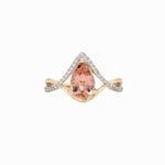 Imperial Topaz Ring w Earth Mined Diamonds in Solid 14K Dual Tone Gold Pear 9x6