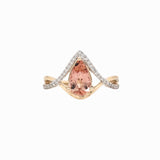 Imperial Topaz Ring w Earth Mined Diamonds in Solid 14K Dual Tone Gold Pear 9x6