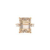 7.7ct Rutilated Quartz Ring w Earth Mined Diamonds in Solid 14K Gold | EM 14x11