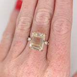 7.7ct Rutilated Quartz Ring w Earth Mined Diamonds in Solid 14K Gold | EM 14x11