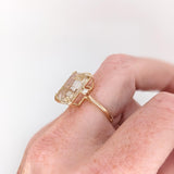 7.7ct Rutilated Quartz Ring w Earth Mined Diamonds in Solid 14K Gold | EM 14x11