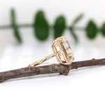 7.7ct Rutilated Quartz Ring w Earth Mined Diamonds in Solid 14K Gold | EM 14x11