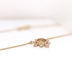 Pendant Necklace Semi Mount w Earth Mined Diamonds in Solid 14K Gold | Round 6mm