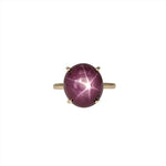 13.4ct Star Ruby Ring in Solid 14K Yellow Gold | Oval 13x11mm | Solitaire Ring