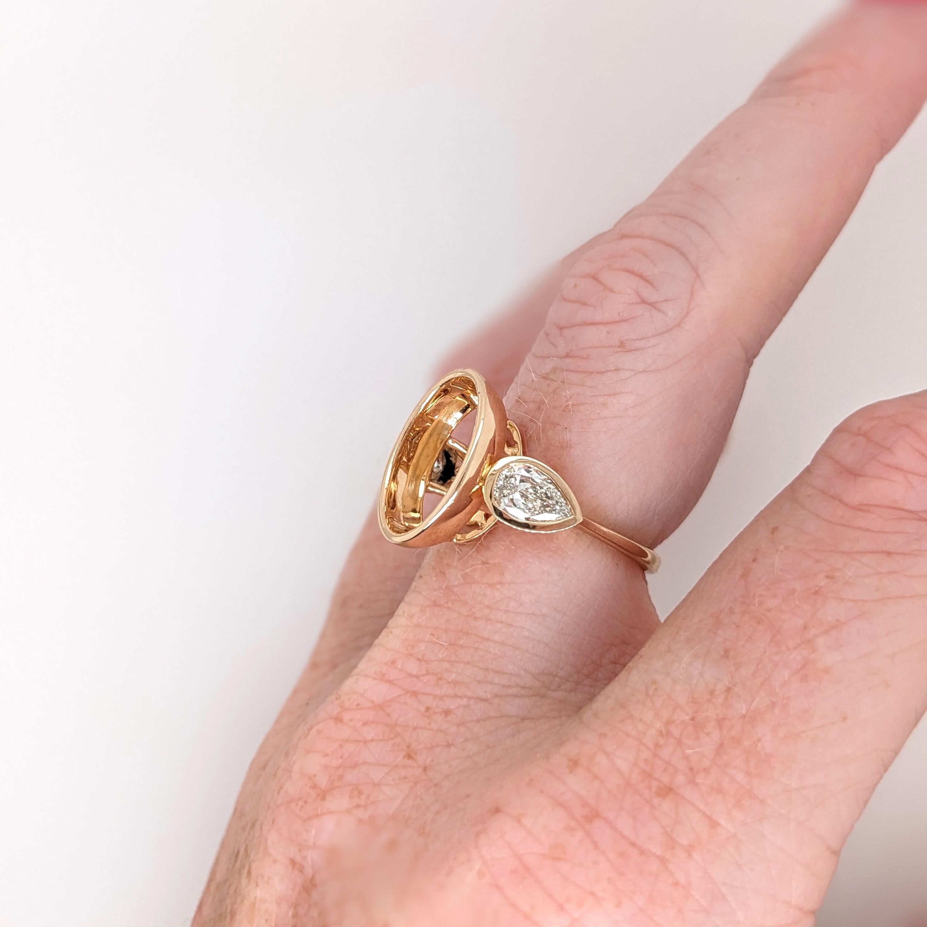 Statement Ring Semi Mount w Earth Mined Diamonds in Solid 14K Gold | Oval 14x10