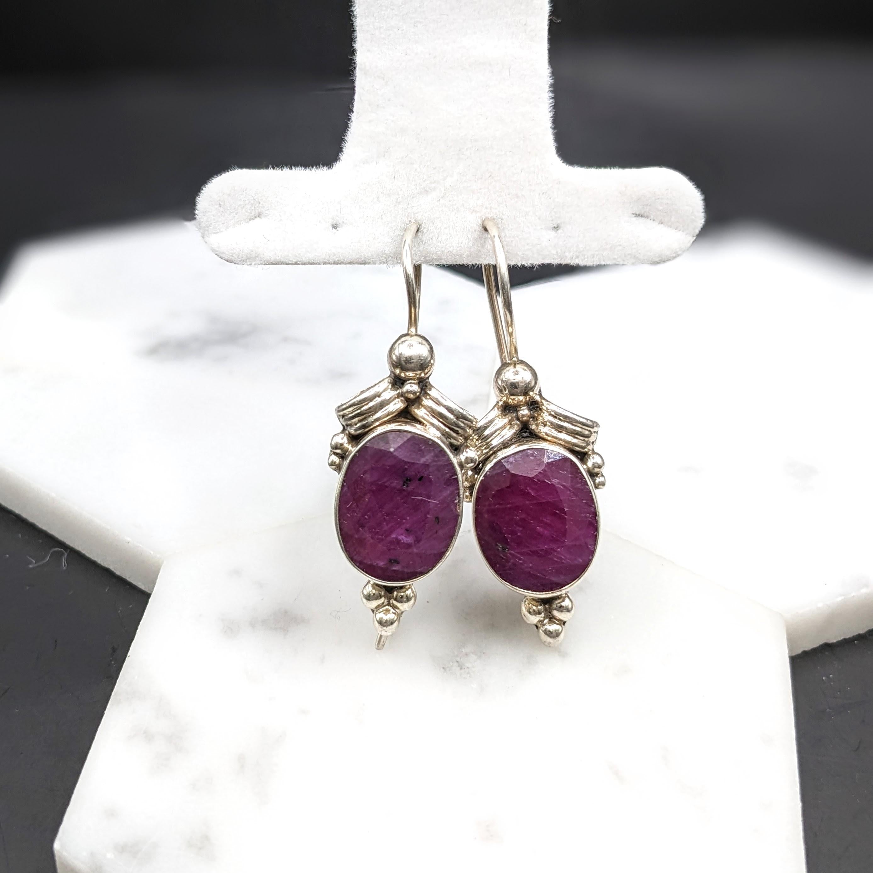 Natural Ruby Earrings in Solid Vermeil | Oval Shape | Faceted Cut