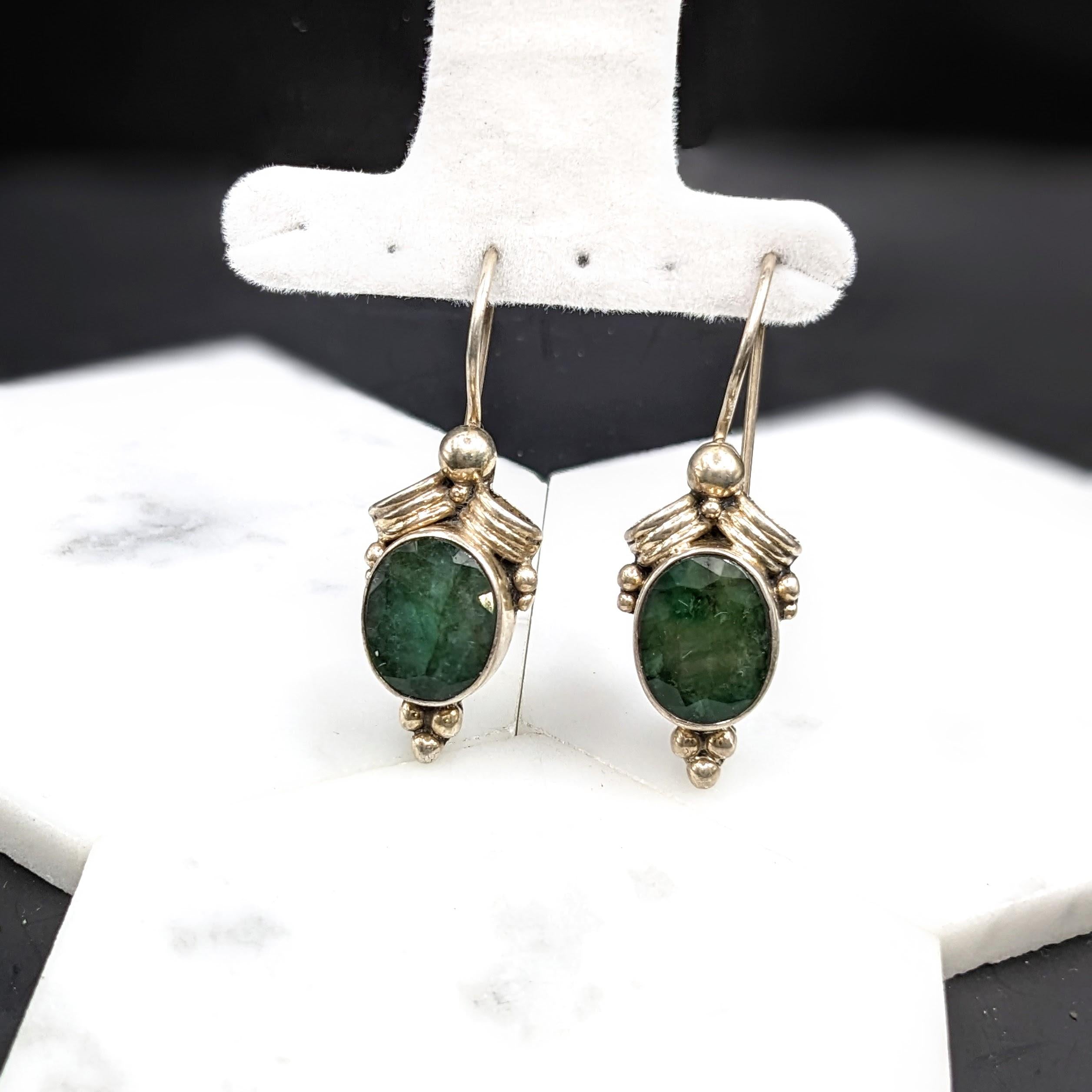 Natural Emerald Earrings in Solid Vermeil | Oval Shape | Faceted Cut