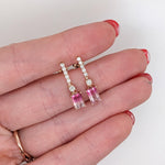 Bicolor Tourmaline Dangle Earrings w Earth Mined Diamonds in Solid 14K Rose Gold