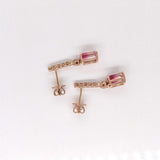 Bicolor Tourmaline Dangle Earrings w Earth Mined Diamonds in Solid 14K Rose Gold