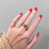 Vintage Filigree Ruby Ring in 14K Yellow Gold w Diamond Accents
