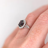 2.5ct Spinel Ring w Earth Mined Diamonds in Solid 14K White Gold | Oval 9x7mm