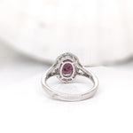 2.5ct Spinel Ring w Earth Mined Diamonds in Solid 14K White Gold | Oval 9x7mm