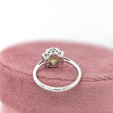 1.3ct Peridot Ring w Earth Mined Diamonds in Solid 14K White Gold | Oval 8x6mm