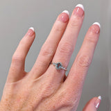 Stunning Blue Afghan Tourmaline Ring w Earth Mined Diamond in Solid 14k White Gold Oval 5.5x4mm