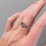 Stunning Blue Afghan Tourmaline Ring w Earth Mined Diamond in Solid 14k White Gold Oval 5.5x4mm