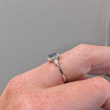 Stunning Blue Afghan Tourmaline Ring w Earth Mined Diamond in Solid 14k White Gold Oval 5.5x4mm