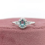 Alexandrite Ring w Earth Mined Diamonds in Solid 14K Gold Oval 5.5x4.2mm