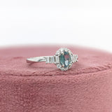 Stunning Blue Afghan Tourmaline Ring w Earth Mined Diamond in Solid 14k White Gold Oval 5.5x4mm
