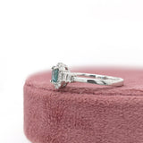 Stunning Blue Afghan Tourmaline Ring w Earth Mined Diamond in Solid 14k White Gold Oval 5.5x4mm