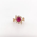 2.5ct Burma Ruby Vine Ring w Earth Mined Diamonds in Solid 14K Gold | Oval 9x8mm