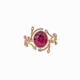 2.5ct Burma Ruby Vine Ring w Earth Mined Diamonds in Solid 14K Gold | Oval 9x8mm