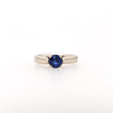 Blue Sapphire Ring in Solid 14K White Gold | Round 5mm | Solitaire Ring