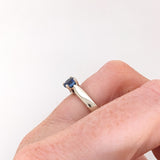 Blue Sapphire Solitaire Ring in Solid 14K White Gold | Round 5mm
