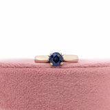 Blue Sapphire Solitaire Ring in Solid 14K White Gold | Round 5mm