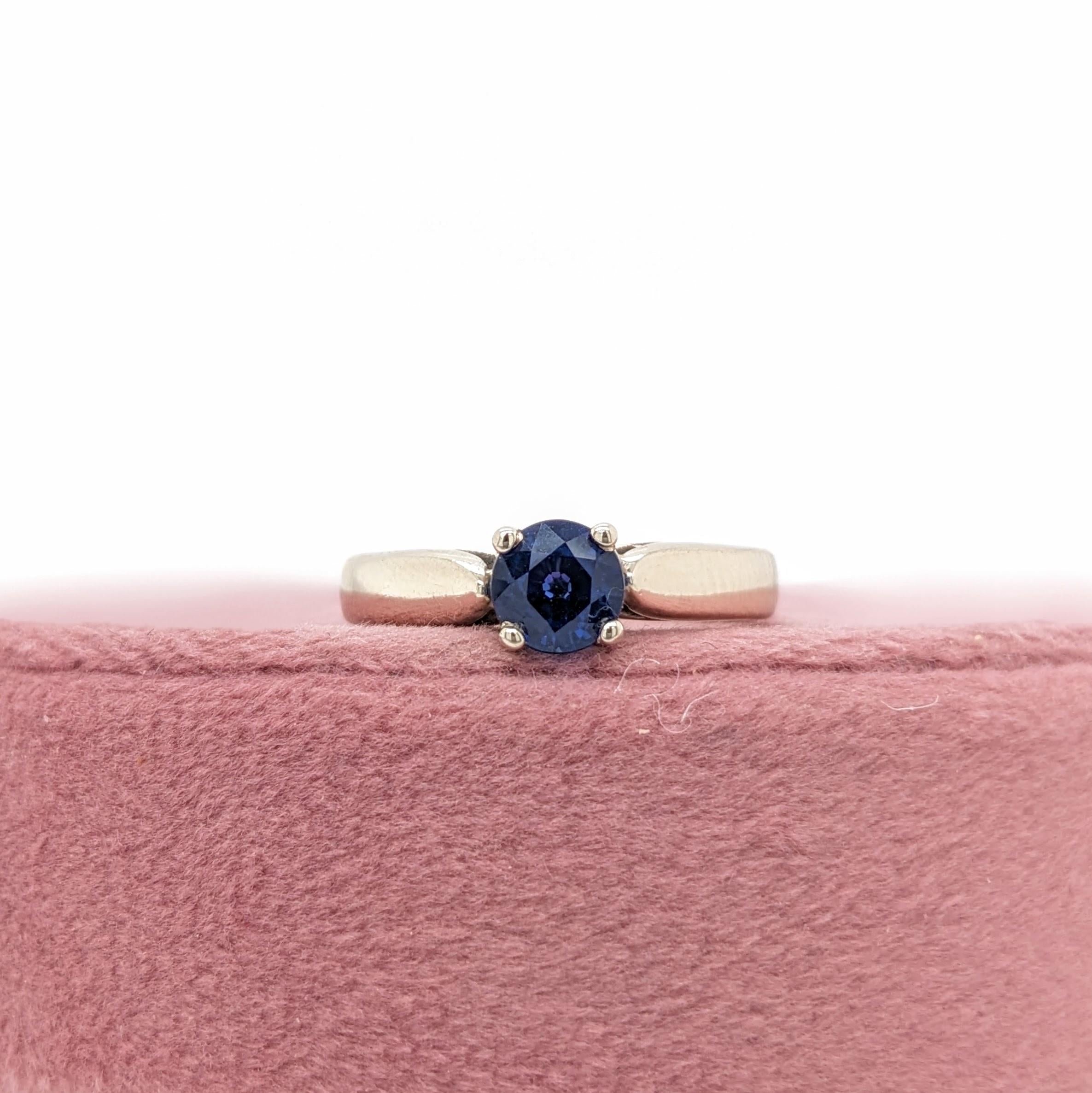 Blue Sapphire Ring in Solid 14K White Gold | Round 5mm | Solitaire Ring