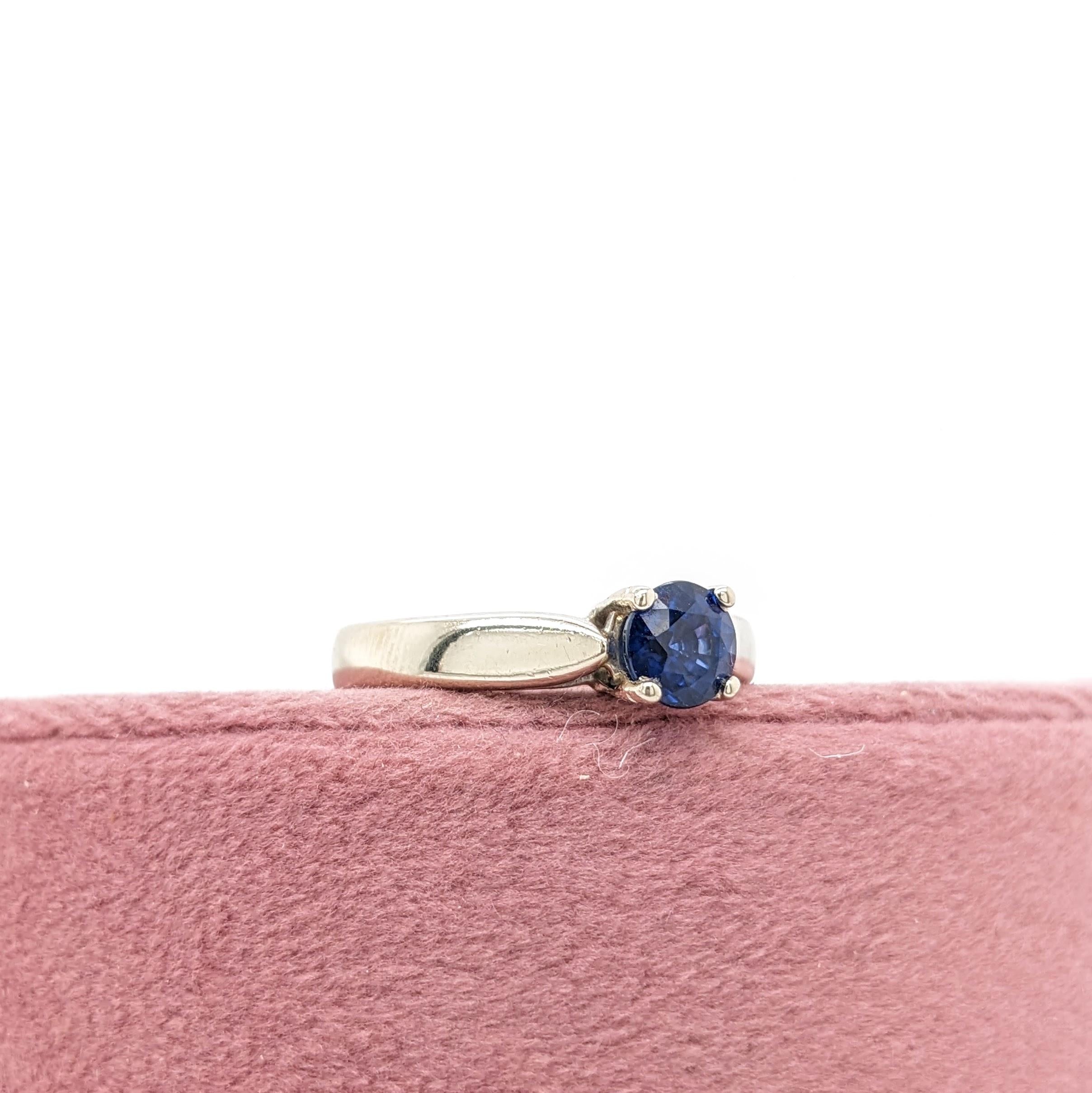 Blue Sapphire Ring in Solid 14K White Gold | Round 5mm | Solitaire Ring