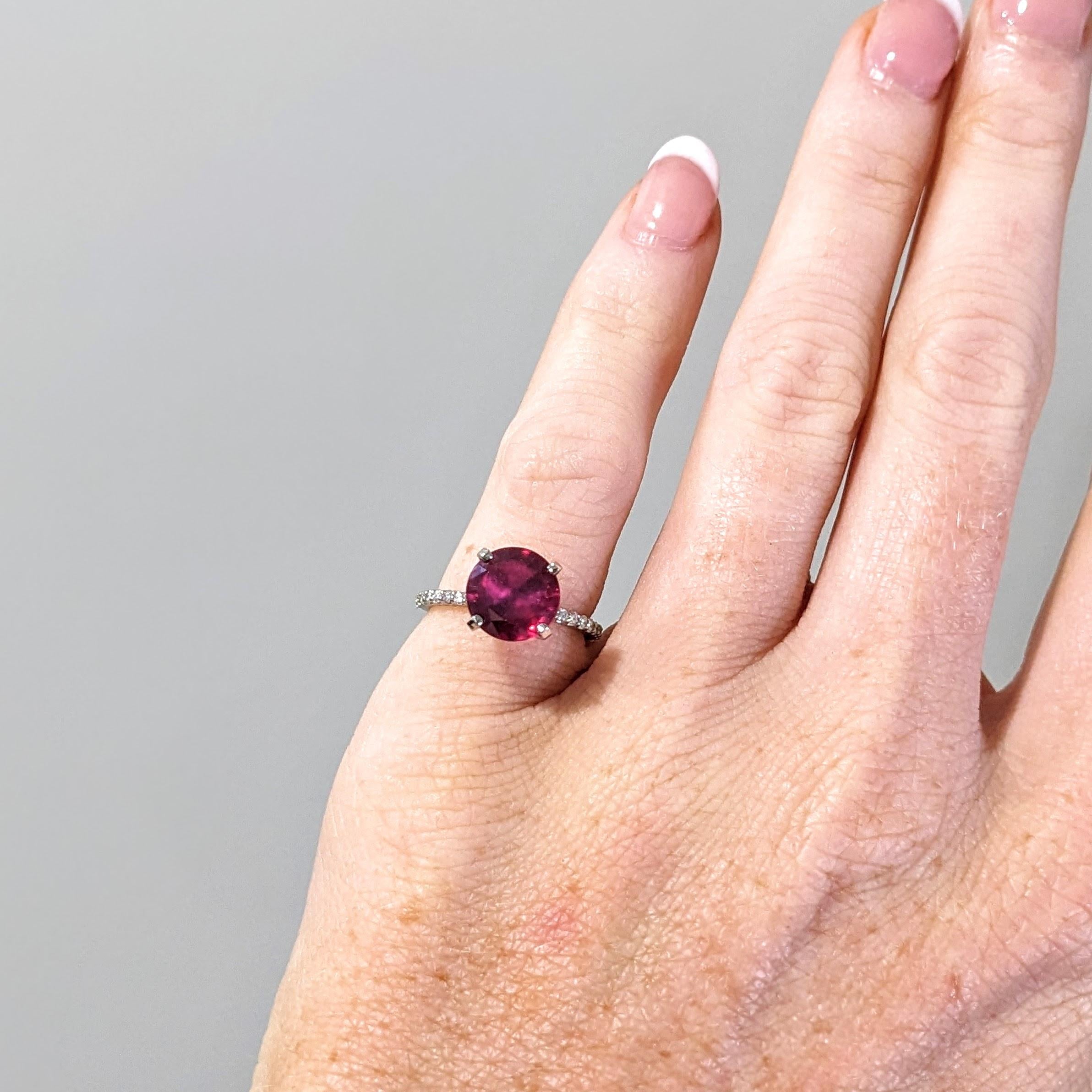 3.8ct Red Ruby Estate Ring w Earth Mined Diamonds in Solid 14K Gold | Round 9mm