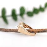 Ring Semi Mount w Earth Mined Diamonds in Solid 14K Gold | EM 8.3x6mm