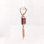 Ruby Dangle Earrings w Earth Mined Diamonds in Solid 14K Gold | Cushion 14x10mm